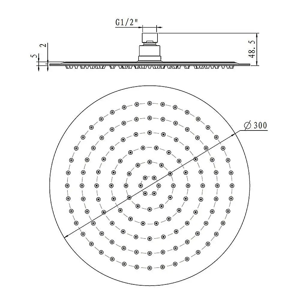 300mm Shower Head Round 304SS Chrome Showerhead - Furniture > Bathroom > Shower Heads & Screens