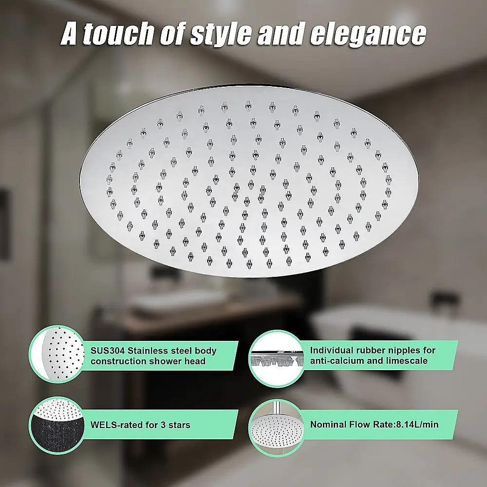 300mm Shower Head Round 304SS Chrome Showerhead - Furniture > Bathroom > Shower Heads & Screens