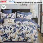 300TC Carolyn Blue Reversible Cotton Quilt Cover Set King - Home & Garden > Bedding > Duvet Covers