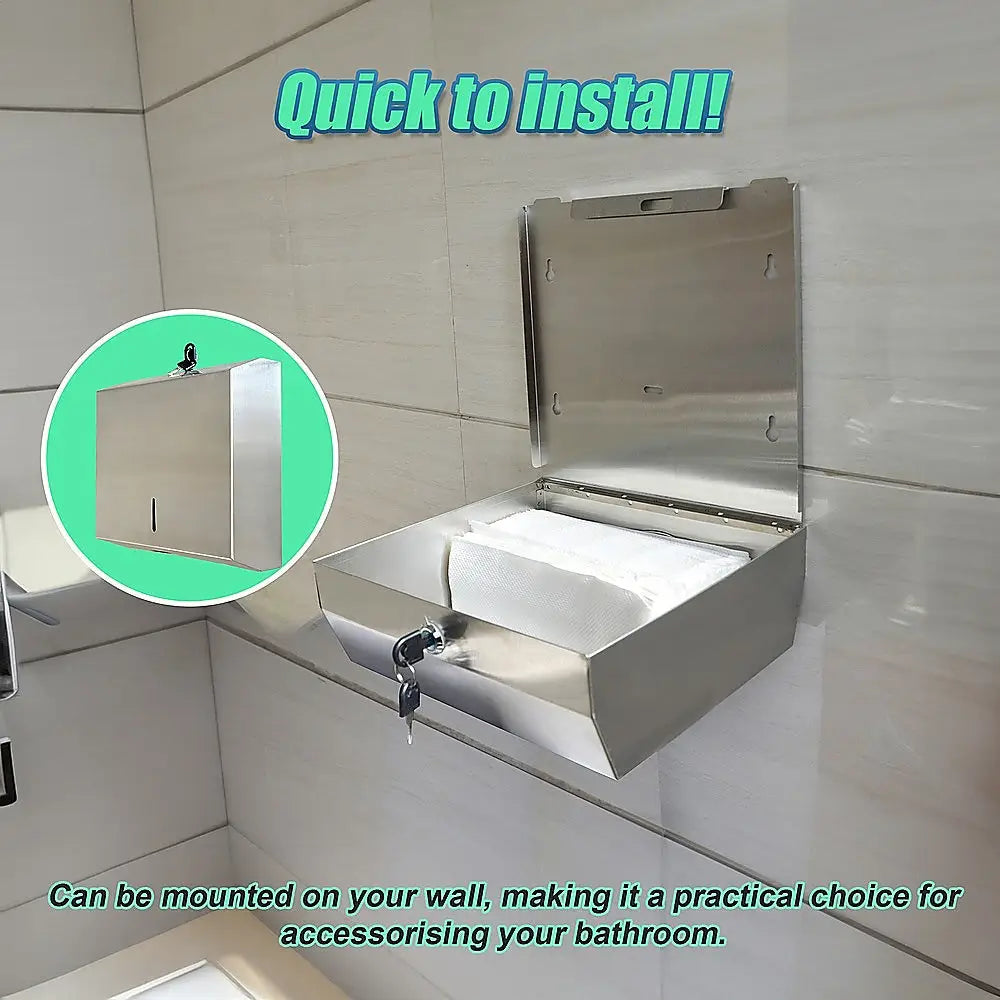 304 Stainless Steel Hand Paper Towel Dispenser Holder Toilet Heavy Duty - Home & Garden > DIY > Kitchen & Bathroom DIY