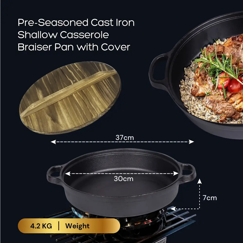30cm Cast Iron Dutch Oven With Handles Lid Cast Iron Skillet Braising Pan For Casserole Dish Crock Pot Stewpan - Home &