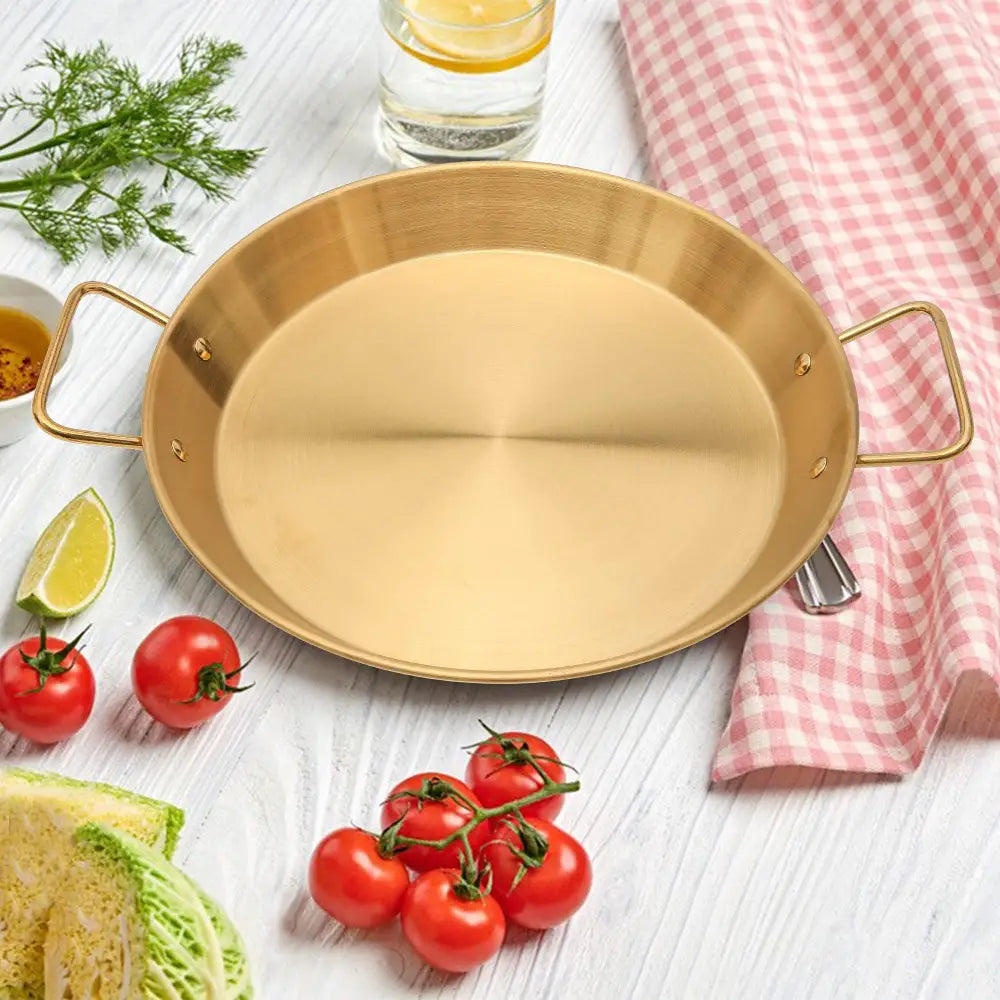 30cm seafood Paella Pan with Riveted Chrome Plated Handles Dishwasher Safe - Home & Garden > Kitchenware