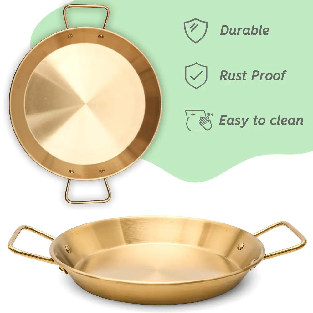 30cm seafood Paella Pan with Riveted Chrome Plated Handles Dishwasher Safe - Home & Garden > Kitchenware