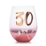 30th Birthday Blush Stemless Glass - Home & Garden > Kitchenware