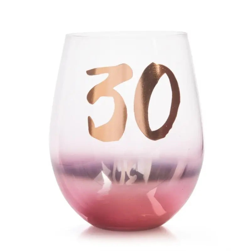 30th Birthday Blush Stemless Glass - Home & Garden > Kitchenware