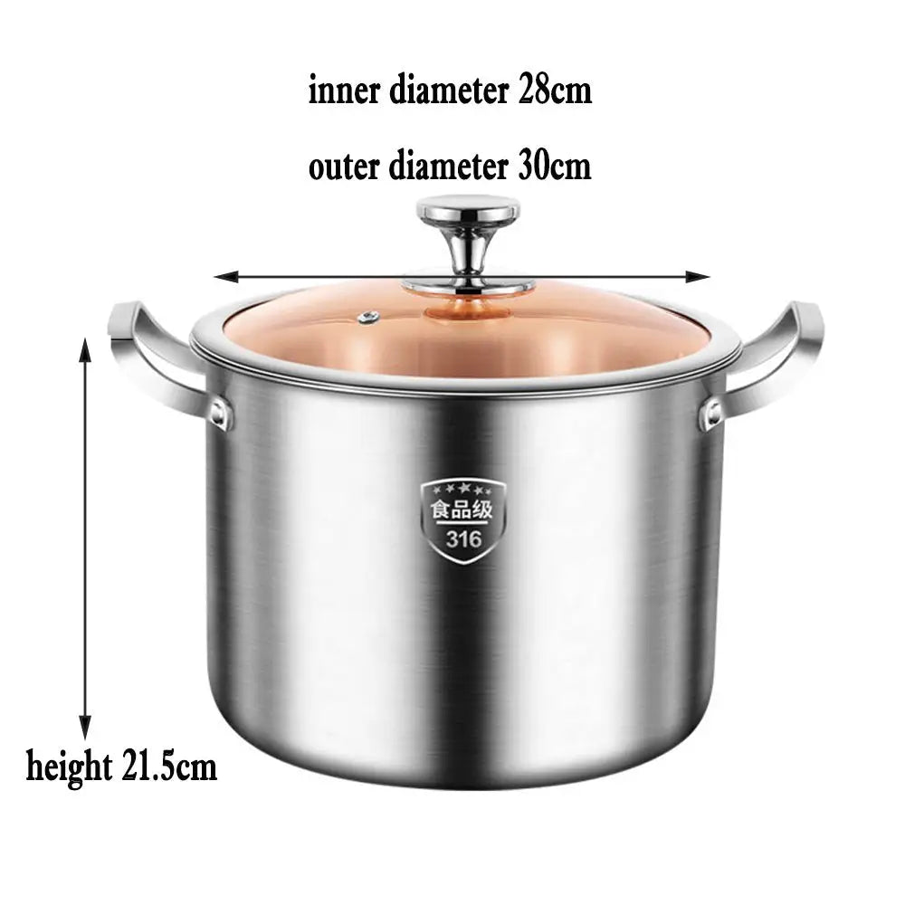 316 Stainless Steel 2.5mm Thick Soup Pot 28cm Inner Diameter Healthy Cooking - Appliances > Kitchen Appliances