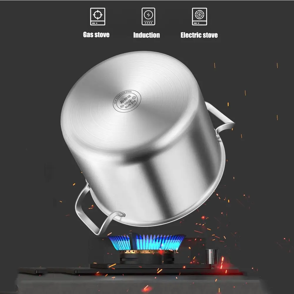316 Stainless Steel 2.5mm Thick Soup Pot 28cm Inner Diameter Healthy Cooking - Appliances > Kitchen Appliances