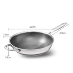 32cm 304 Stainless Steel Non-Stick Stir Fry Cooking Kitchen Honeycomb Wok Pan with Lid - Home & Garden > Kitchenware