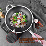 32cm 304 Stainless Steel Non-Stick Stir Fry Cooking Kitchen Honeycomb Wok Pan with Lid - Home & Garden > Kitchenware
