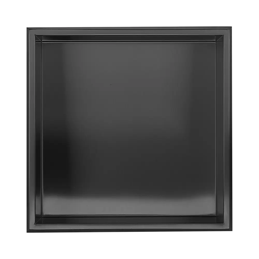 336 x 336 x 101mm Shower Niche Single Shelf Organizer No Tile Needed in Black - Home & Garden > DIY > Kitchen &