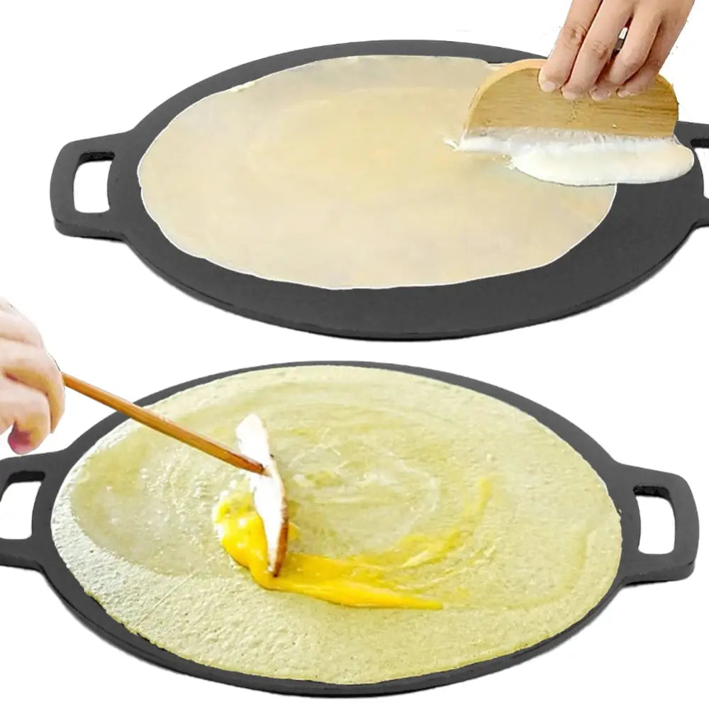34cm Seasoned Cast Iron Induction Crepes Pan Baking Pancake Tool Pizza Bakeware - Home & Garden > Kitchenware >