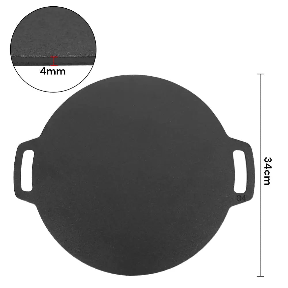 34cm Seasoned Cast Iron Induction Crepes Pan Baking Pancake Tool Pizza Bakeware - Home & Garden > Kitchenware >
