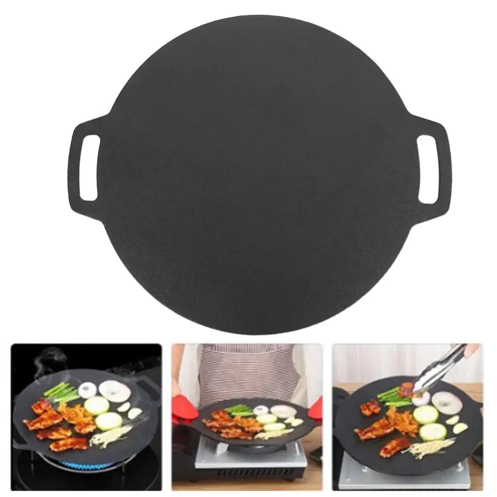 34cm Seasoned Cast Iron Induction Crepes Pan Baking Pancake Tool Pizza Bakeware - Home & Garden > Kitchenware >