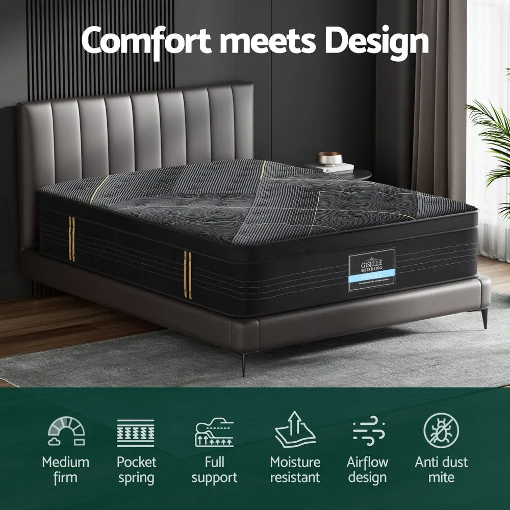 35cm Giselle Mattress Double Bed Bamboo Pocket Firm Foam - Furniture > Mattresses > Double Mattress