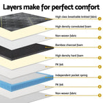 35cm Giselle Mattress Single Bed Bamboo Pocket Firm Foam - Furniture > Mattresses > Single Mattress