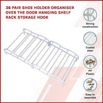 36 Pair Shoe Holder Organiser Over The Door Hanging Shelf Rack Storage Hook - Furniture > Office
