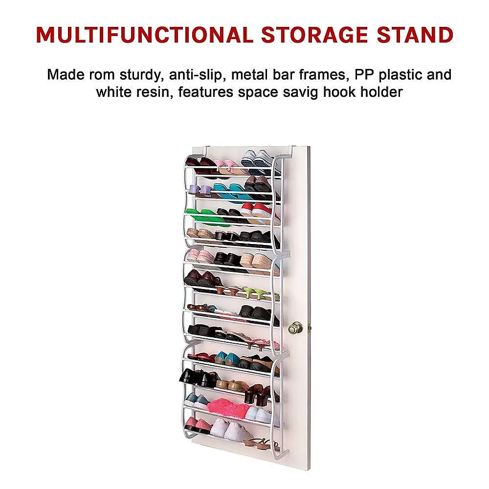 36 Pair Shoe Holder Organiser Over The Door Hanging Shelf Rack Storage Hook - Furniture > Office