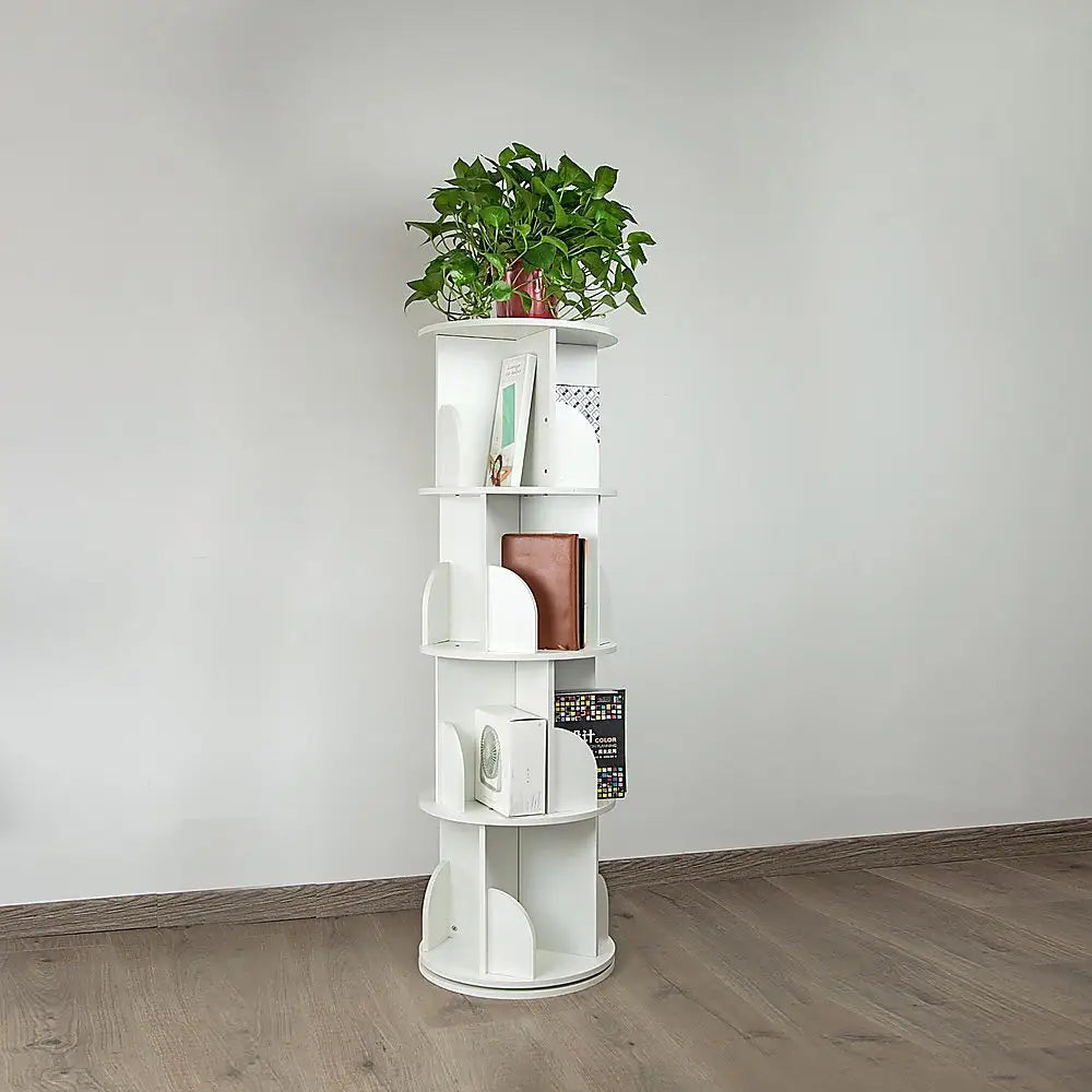 360-degree Rotating 4 Tier Display Shelf Bookcase Organiser - Furniture > Office