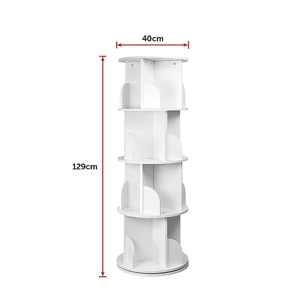 360-degree Rotating 4 Tier Display Shelf Bookcase Organiser - Furniture > Office