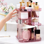360 Rotating Large Capacity Makeup Organizer for Bedroom and Bathroom (Pink) - Home & Garden > Bathroom Accessories