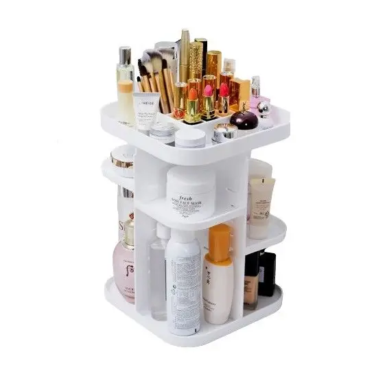 360 Rotating Large Capacity Makeup Organizer for Bedroom and Bathroom (White) - Home & Garden > Bathroom Accessories