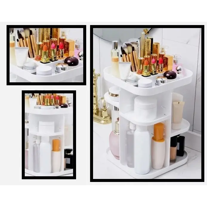 360 Rotating Large Capacity Makeup Organizer for Bedroom and Bathroom (White) - Home & Garden > Bathroom Accessories