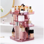 360 Rotating Large Capacity Makeup Organizer for Bedroom and Bathroom (Pink) - Home & Garden > Bathroom Accessories