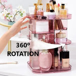 360 Rotating Large Capacity Makeup Organizer for Bedroom and Bathroom (Pink) - Home & Garden > Bathroom Accessories