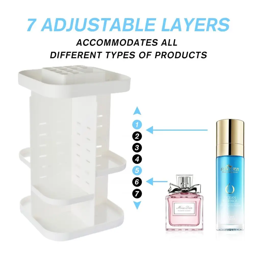 360 Rotating Large Capacity Makeup Organizer for Bedroom and Bathroom (White) - Home & Garden > Bathroom Accessories