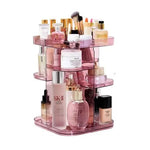 360 Rotating Large Capacity Makeup Organizer for Bedroom and Bathroom (Pink) - Home & Garden > Bathroom Accessories