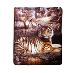 375gsm 1 Ply 3D Print Faux Mink Blanket Queen 200x240 cm Tiger Family - Home & Garden > Bedding