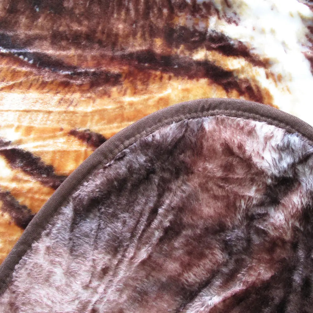 375gsm 1 Ply 3D Print Faux Mink Blanket Queen 200x240 cm Tiger Family - Home & Garden > Bedding