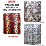 375gsm 1 Ply Animal Print Faux Mink Blanket Queen 200x240 cm Jaguar - Home & Garden > Bedding