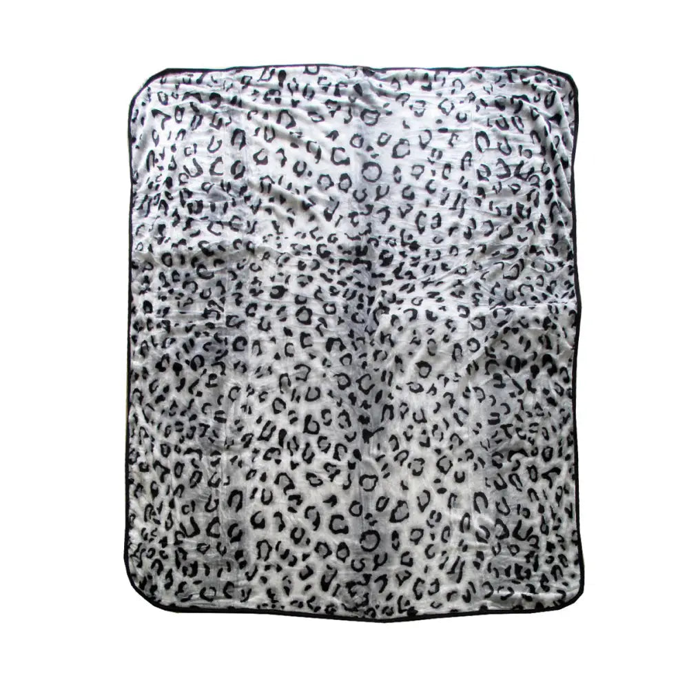 375gsm 1 Ply Animal Print Faux Mink Blanket Queen 200x240 cm Snow Leopard - Home & Garden > Bedding