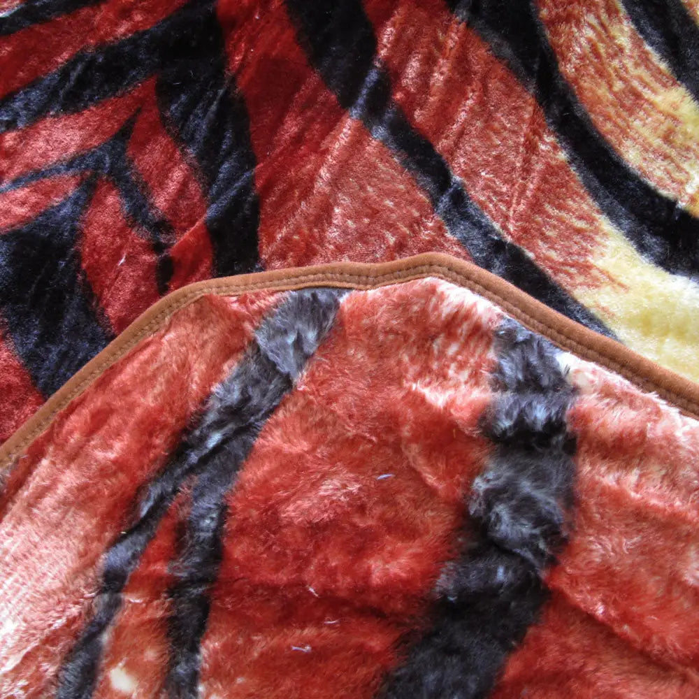 375gsm 1 Ply Animal Print Faux Mink Blanket Queen 200x240 cm Tiger - Home & Garden > Bedding
