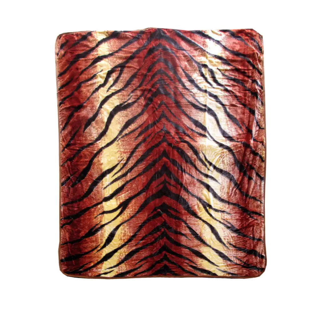 375gsm 1 Ply Animal Print Faux Mink Blanket Queen 200x240 cm Tiger - Home & Garden > Bedding