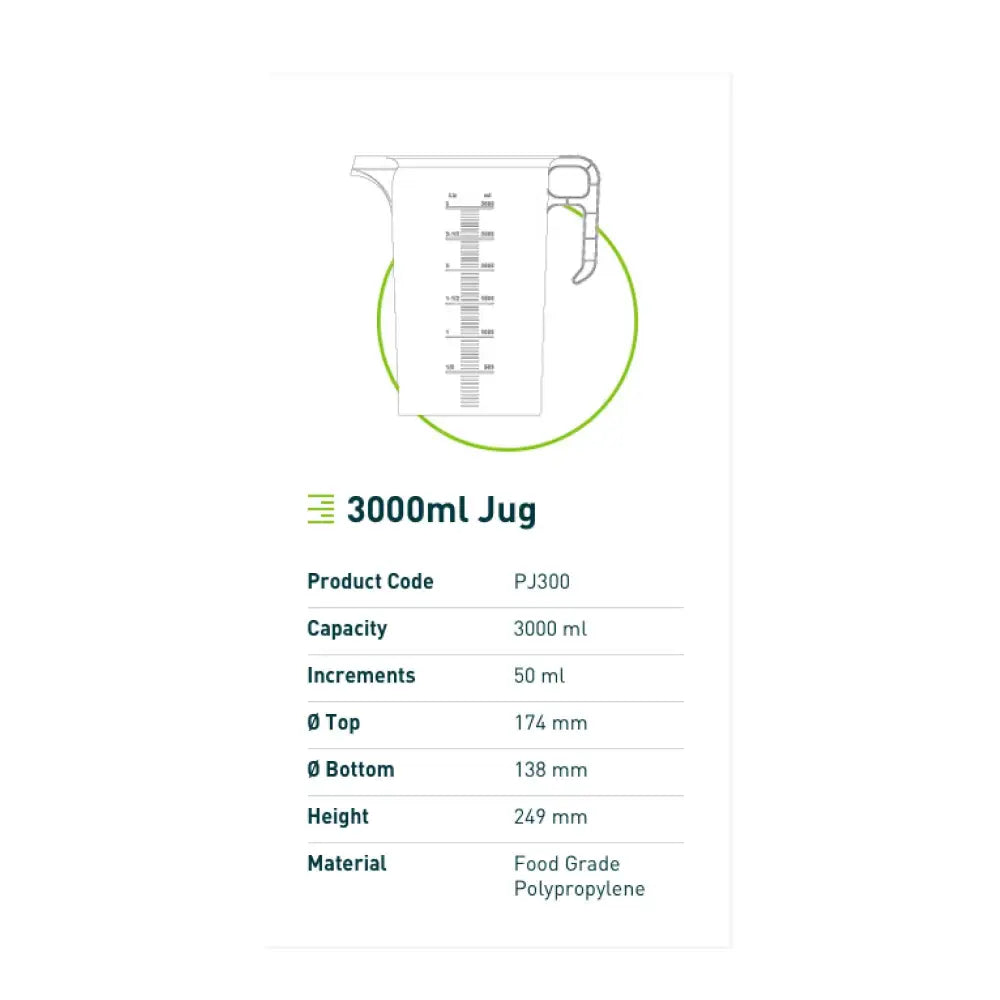 3L Measuring Jug Heavy Duty Clear Plastic Propylene Food Grade BPA 5 Pro-Jug - Home & Garden > Kitchenware