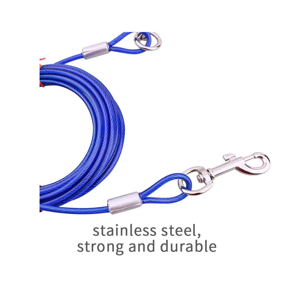 3M Dog Tie Out Cable Leash Lead Tangle Free Outdoor Yard Walking Runing-Red - Pet Care > Dog Supplies > Dog Collars