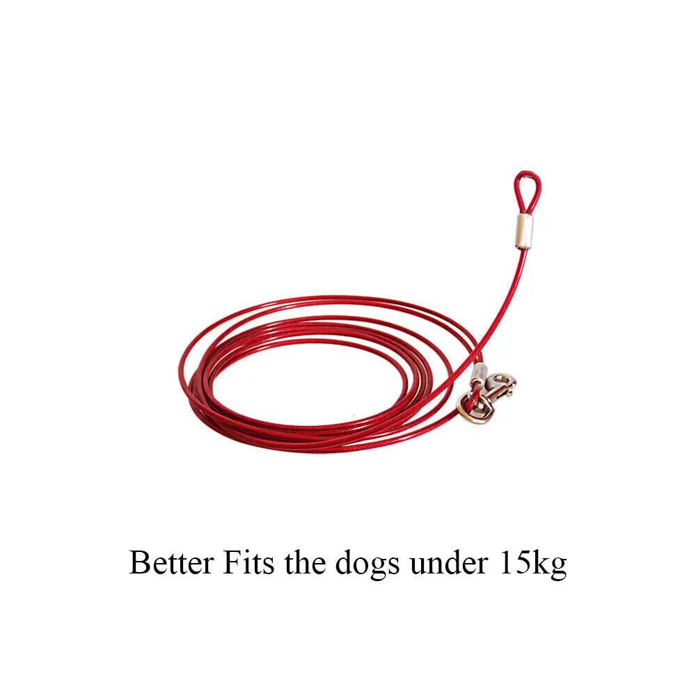 3M Dog Tie Out Cable Leash Lead Tangle Free Outdoor Yard Walking Runing-Red - Pet Care > Dog Supplies > Dog Collars