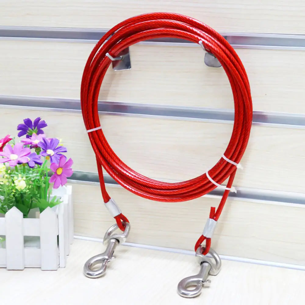 3M Dog Tie Out Cable Leash Lead Tangle Free Outdoor Yard Walking Runing-Red - Pet Care > Dog Supplies > Dog Collars
