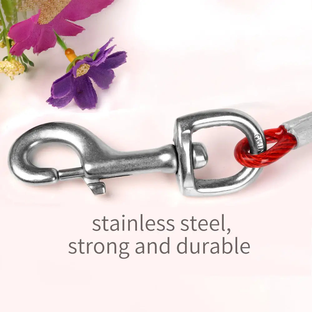 3M Dog Tie Out Cable Leash Lead Tangle Free Outdoor Yard Walking Runing-Red - Pet Care > Dog Supplies > Dog Collars