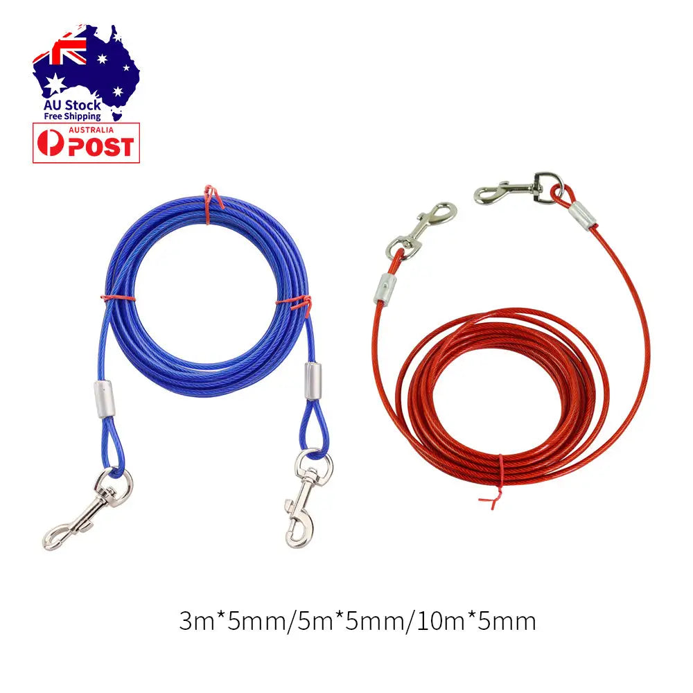 3M Dog Tie Out Cable Leash Lead Tangle Free Outdoor Yard Walking Runing-Red - Pet Care > Dog Supplies > Dog Collars