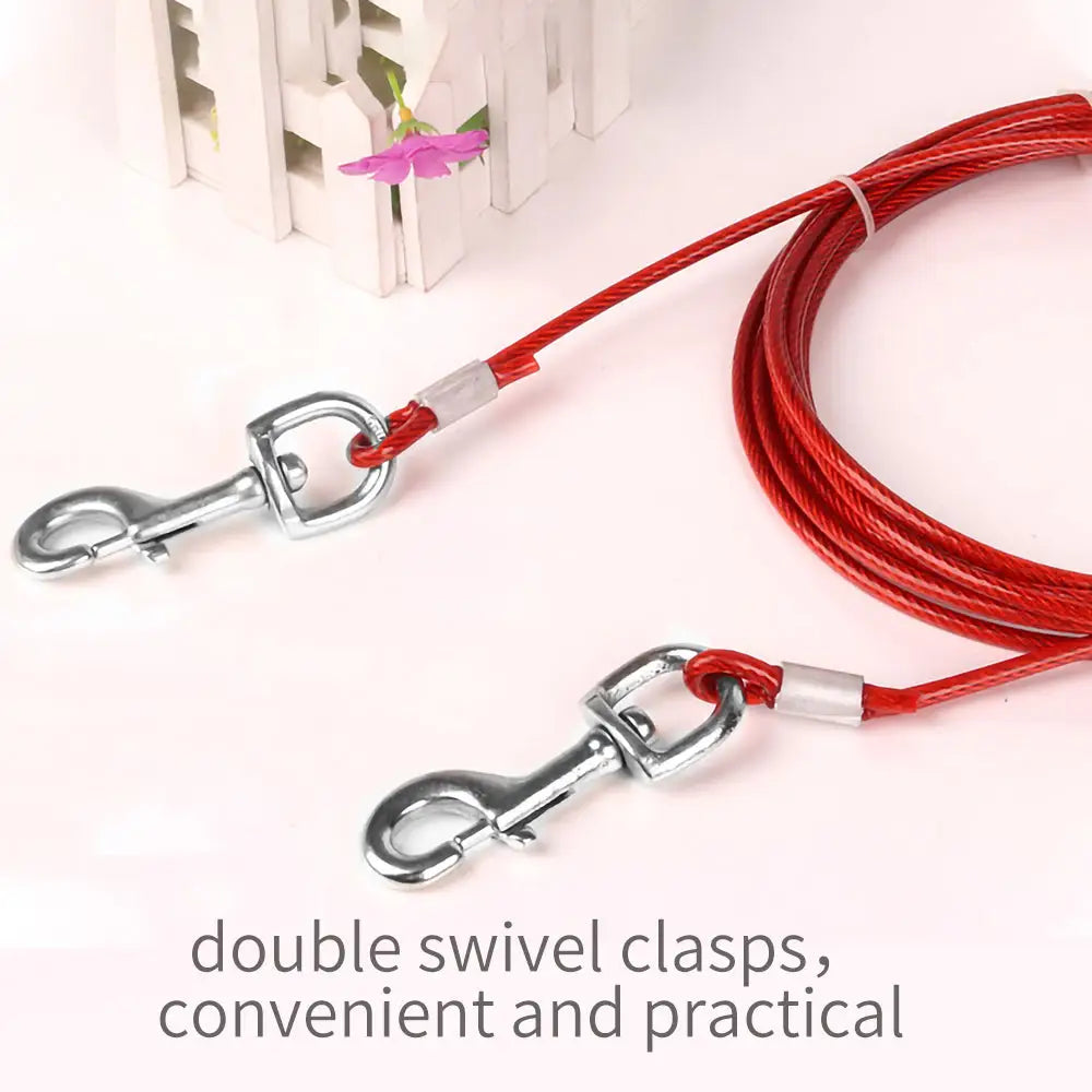 3M Dog Tie Out Cable Leash Lead Tangle Free Outdoor Yard Walking Runing-Red - Pet Care > Dog Supplies > Dog Collars