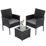 3PC Outdoor Table and Chairs Set-Black - Furniture > Outdoor