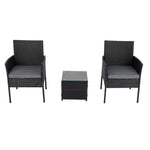 3PC Outdoor Table and Chairs Set-Black - Furniture > Outdoor