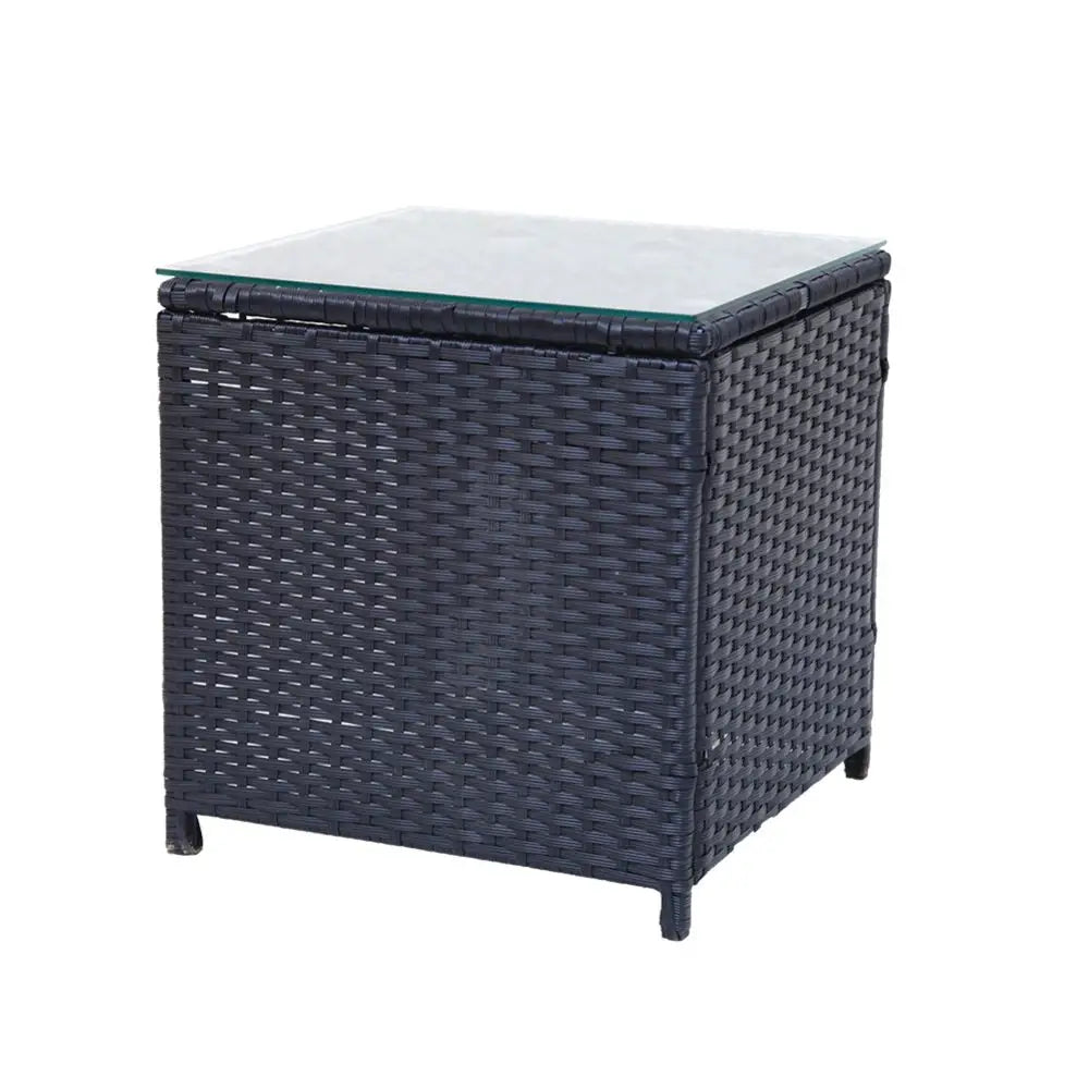 3PC Outdoor Table and Chairs Set-Black - Furniture > Outdoor