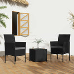 3PC Outdoor Table and Chairs Set-Black - Furniture > Outdoor