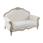 3S + 2S + 1X Wing Chair Oak Wood White Washed Finish Rolled Armrest Linen Sofa Fabric - Furniture > Sofas