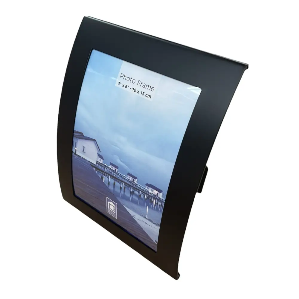 3x Curve Picture Photo Frame Curved Aluminium Portrait 10cm x 15cm (4’’x6’’) - Black - Home & Garden > Decor