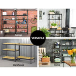 3x1.8M 5-Shelves Steel Warehouse Shelving Racking Garage Storage Rack Grey - Home & Garden > Storage